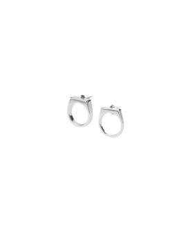 Glass-Accent Drop Earrings in Brass with Detail
