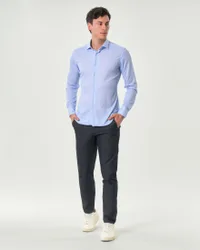 Pantalone chino blu notte in cotone stretch micro armatura