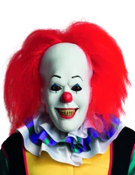 Horrorclown-Maske Es-Maske Stephen King Lizenzartikel weiss-rot