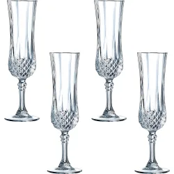 Juego de 4 copas de champán de cristal Longchamp Cristal d'Arques