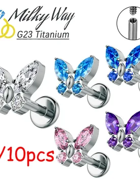 PCS ASTM F136 Titanium 16G Nose Rings Butterfly CZ Labret Ear Cartilage Tragus Earrings Body Piercing Wholesale Jewelry - Aliexpress - FashionsVida