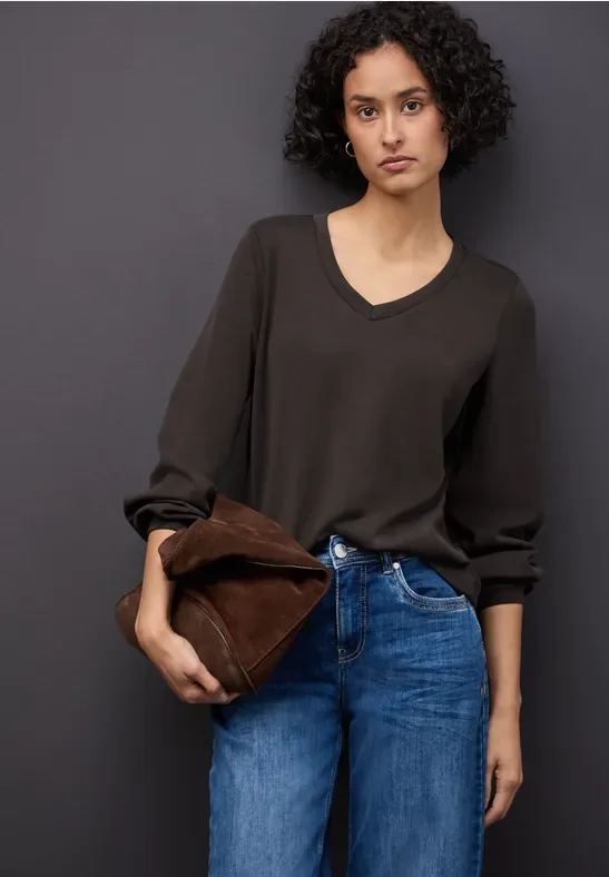Silk-Look Shirt female Braun - Street One - FashionsVida