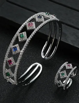 HIBRIDE Retro Temperament Open Bracelet Ring sliver color suit Women's Dress Daily Decoration Jewelry Wedding Ball Gift B213 - Aliexpress - FashionsVida