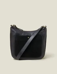 Leather Cross Body Messenger Bag Black female