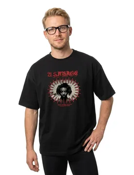 T-shirt à Manches Courtes 21 Savage Before Dishonor Black 3XL - Merchcode - FashionsVida