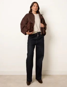 Elasticated Waist Jeans With Tie - S / INDIGO - female - Blue Vanilla - FashionsVida