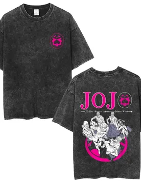 Anime Washed Vintage T Shirts Jojo Bizarre Adventure T-shirt Manga Giorno Giovanna Streetwear Men Women Casual Oversized T Shirt - Aliexpress - FashionsVida