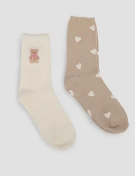 Pack Teddy Bear Fluffy Socks Neutral female - Boux Avenue - FashionsVida