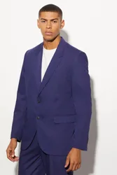 Herren Entspannte Passform Einreihiger Anzugblazer Navy Größe 38