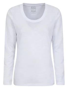 Agra Womens Long-Sleeve Slub Top - White - White - Size: 20 - Mountain Warehouse - FashionsVida
