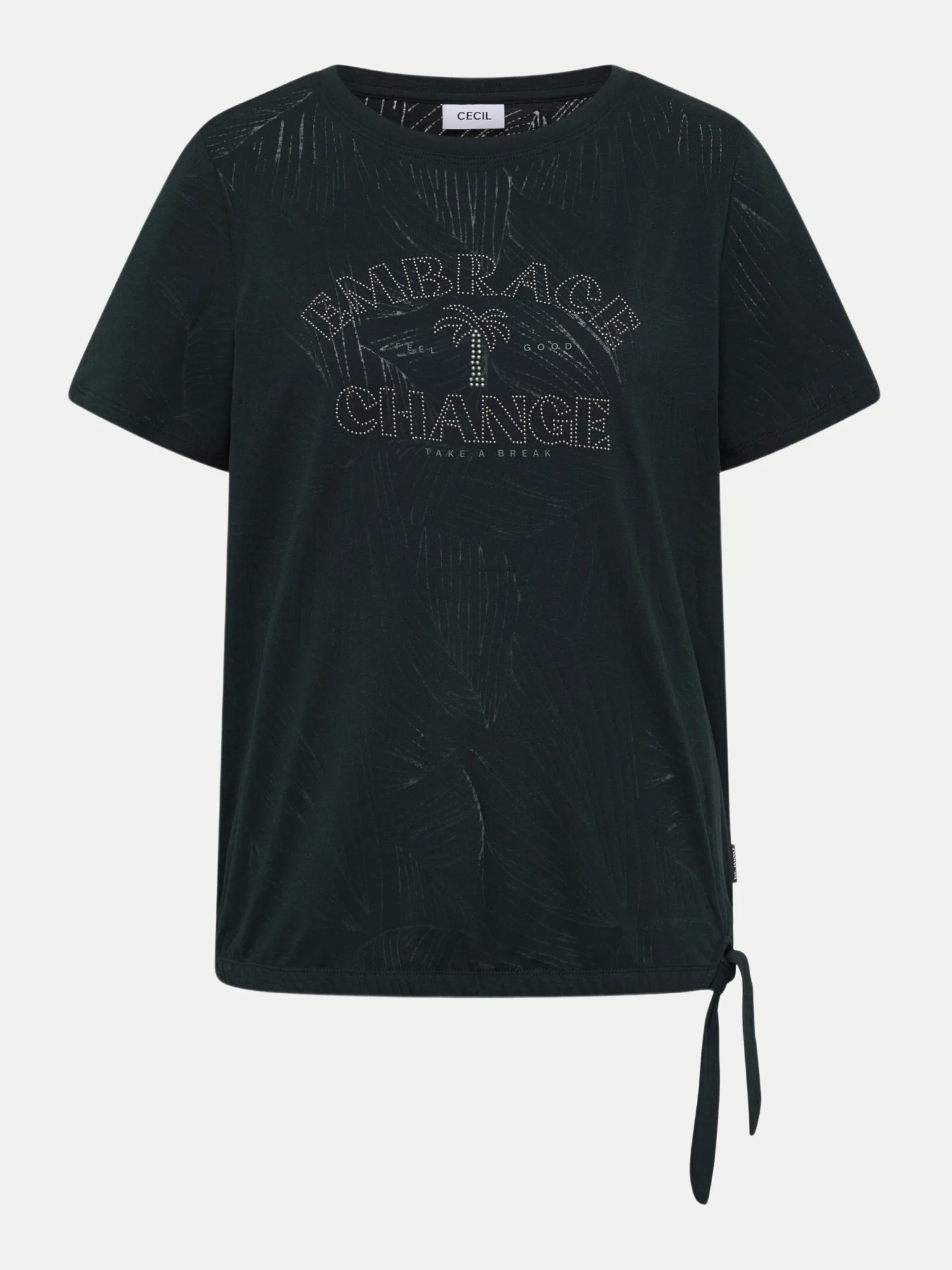 T-Shirt mit Knotendetails Schwarz M - CECIL - FashionsVida