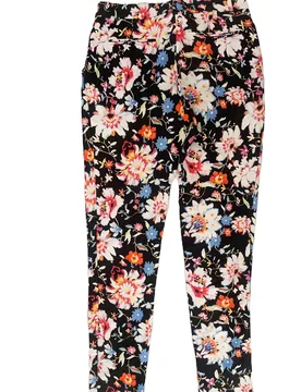 Black Floral Printed Cigarette Trousers - Etro - FashionsVida