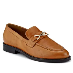 Womens Mari Leather Loafers - Tan - Size Uk 8