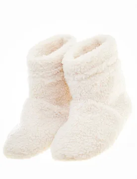 Women's Cream Teddy Slipper Boots Size: 3-6 - Cream - Size: 3-6 - Aroma Home - FashionsVida