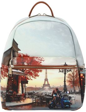 Zaino da donna KISSES FROM PARIS cuoio con zip e tasche multiple
