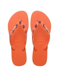 Embellished Sparkle Flat Flip Flops Orange female