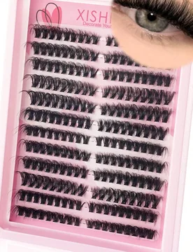 Piezas Extensiones de pestañas individuales en racimo estilo DIY, rizado C, largas, mezcla de bandejas, extensiones de pestañas de imitación de vis - Shein - FashionsVida