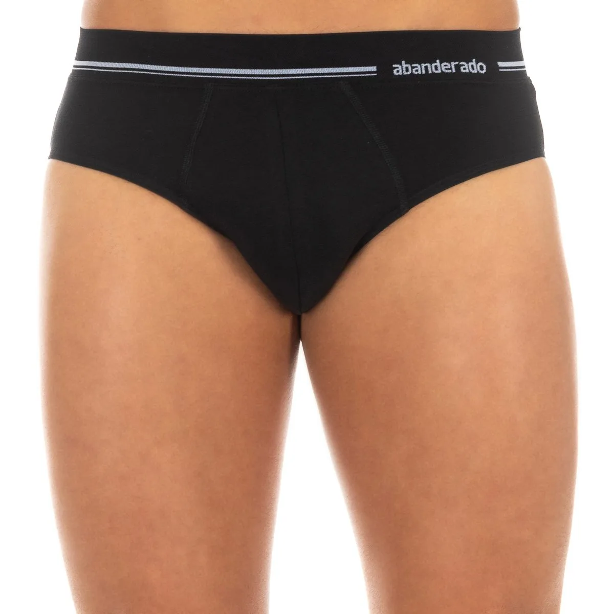 Mens Anatomical Front Breathable Fabric Brief A077h - Black - Size X-Large - Abanderado - FashionsVida