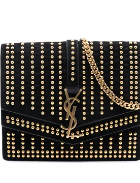 Medium Studded Suede Monogram Sulpice Crossbody - Saint Laurent - FashionsVida