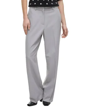 Pantaloni A Vita Alta Siffe Straight Fit Light Grey Melange 42 - Vila - FashionsVida