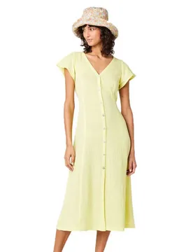 Vestito Lungo A Maniche Corte Premium Surf Bright Yellow XS