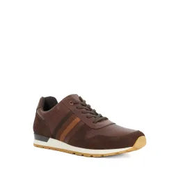 Mens Trolay - Lace-Up Low-Top Trainers - Brown Leather - Size Uk 11