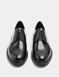 Leather Derby Shoes Black male