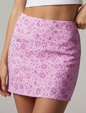 Minigonna con spacco e motivo floreale - orchidea