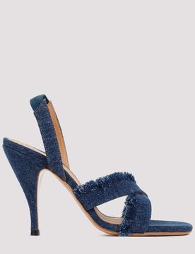 Cotton Curvy Heel Denim Sandal