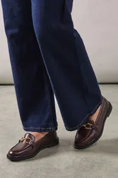 Women's Lineka Faux Leather Metal Snaffle Smart Loafers in Berry Size: 4 - Berry - Size: 4