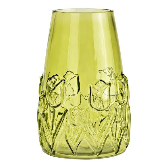 Vase mit Blumendekor grün 22 cm Höhe - Wurm - FashionsVida