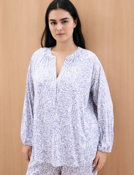 Pijama de mujer largo con manga 3-4 estampado - Couchel - FashionsVida