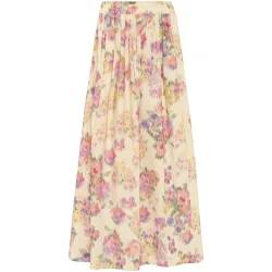 Falda midi de algodón con estampado floral