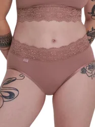 Womens Romance Midi Brief - Brown Polyamide - Size Medium
