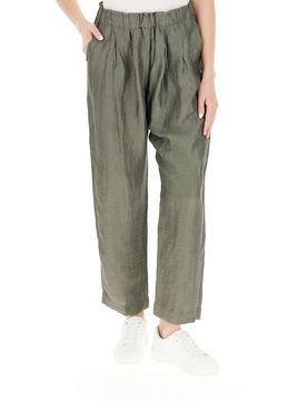 Pantalone misto lino VERDE OLIVA M