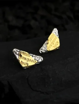 Two-Tone Distressed Triangle Earrings Geometric Zircon Stud Jewelry Niche Fashion Elegant for Women - Aliexpress - FashionsVida