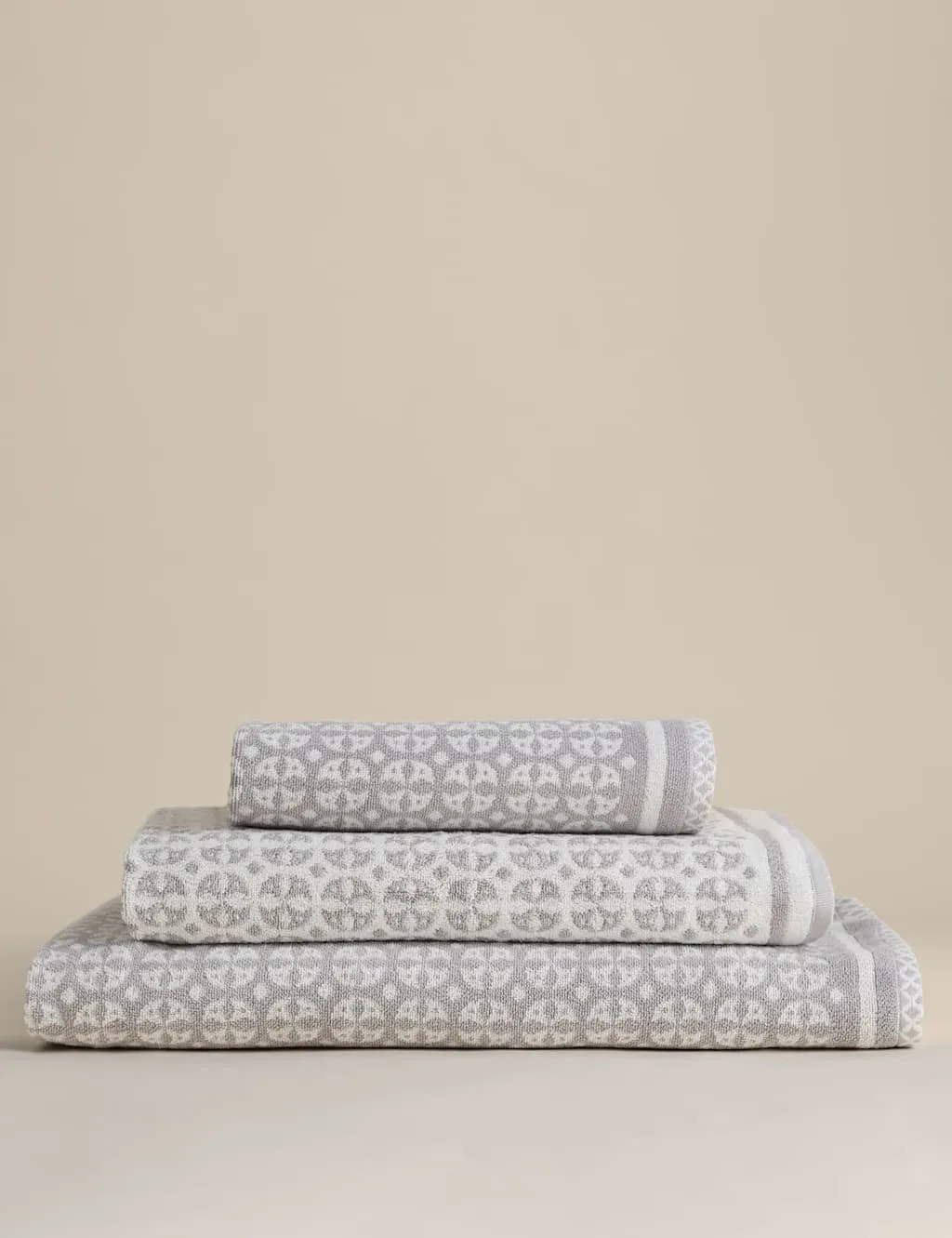 Pure Cotton Geometric Circle Towel Marble - M&S - FashionsVida