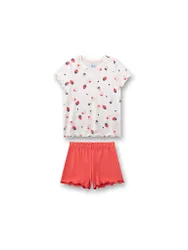 Pigiama da ragazza 2 pezzi T-shirt e shorts crema 92