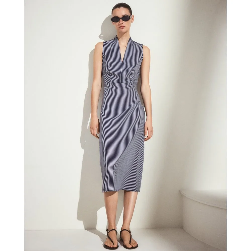 Vestido sin mangas con cuello pico y lazo - Woman El Corte Inglés - FashionsVida