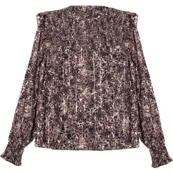 Blusa de mujer con volantes y nido de abeja
