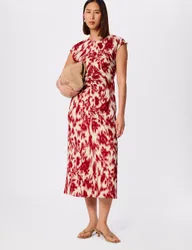 Floral Midi Column Dress Red Mix female