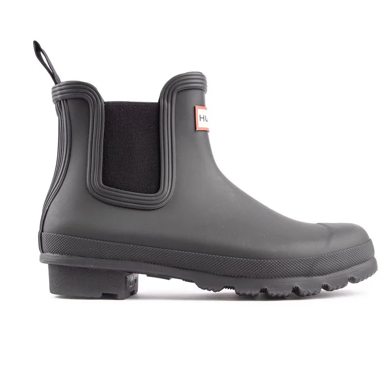 Womens Original Chelsea Boots - Black Rubber - Size Uk 6 - Hunter - FashionsVida