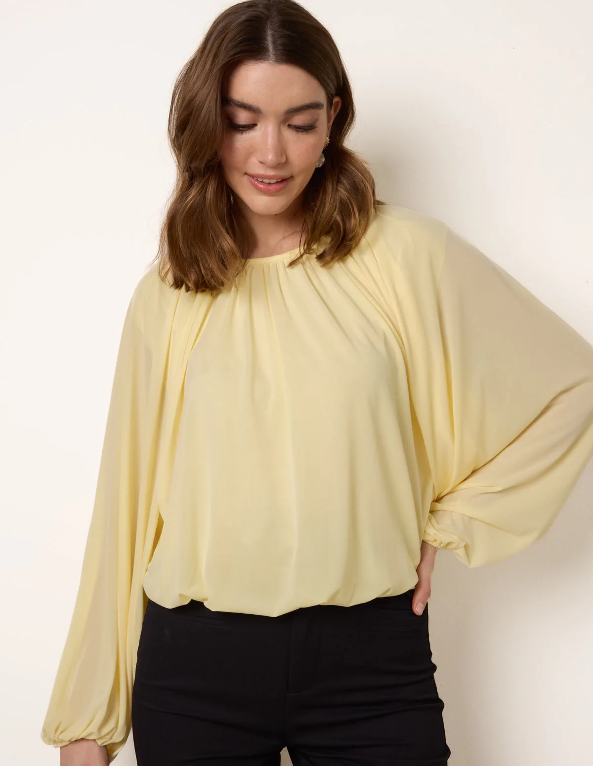 Batwing Puffball Blouse - ONE / LEMON - female - Blue Vanilla - FashionsVida
