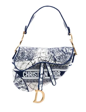 Canvas Embroidered Around the World Saddle Bag - Dior - FashionsVida