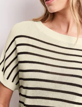 Pullover mit Boatneck und Streifen female Beige