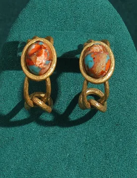 Retro Natural Stone Earrings Oval Navigation Map Hollow Half Circle Gold Color Antique Jewelry For Woman Vintage Luxury New 2025 - Aliexpress - FashionsVida