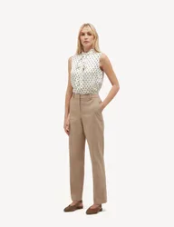 Cotton Blend Straight Leg Trousers Brown female
