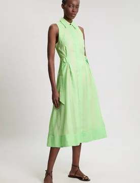Textured Organza Mix Sleeveless Shirt Dress - Green - Size: 8 - Karen millen - FashionsVida