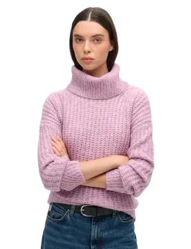 Maglione A Collo Alto Brushed Rib Slouch Nk Dusty Rose Twist L-XL