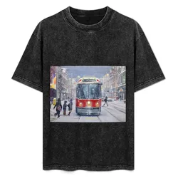 Queen West bound Streetcar, first snowfall T-Shirt Big and Tall Solid Color T-Shirt